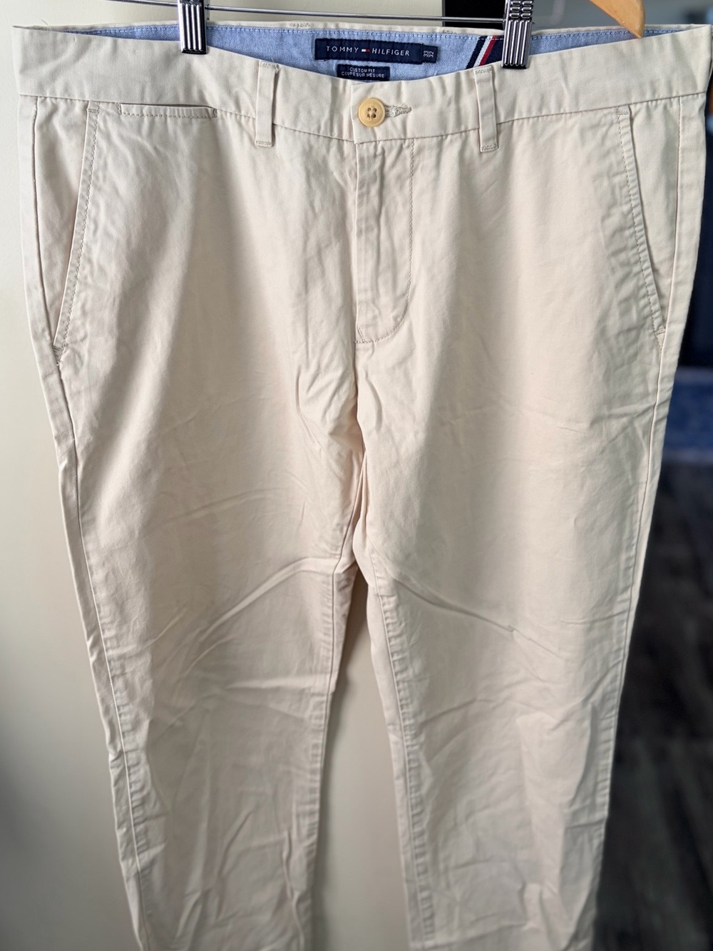 Tommy Hilfiger Men's Custom Fit Light Cream Chino Pants